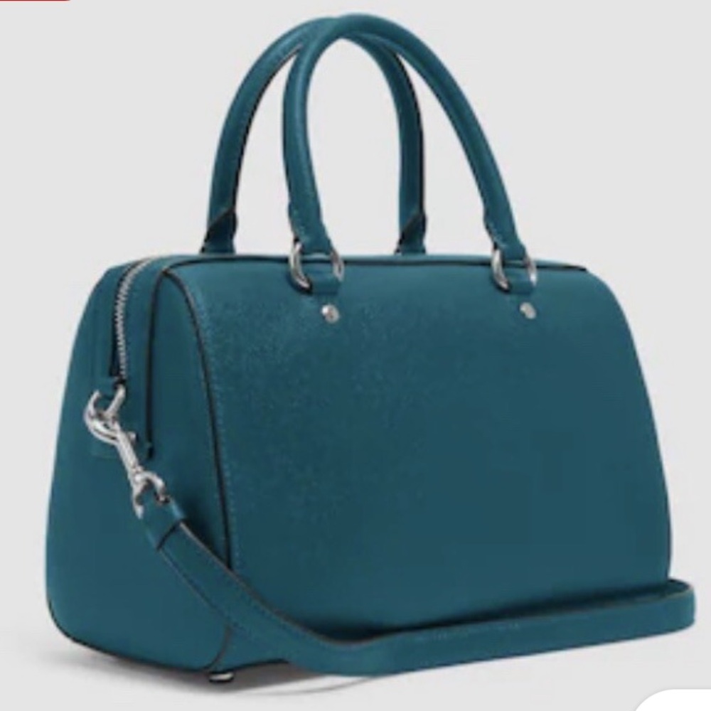 Coach: Rowan Satchel Signature Handbag Teal Viridian leather crossbody like new - Picture 12 of 12